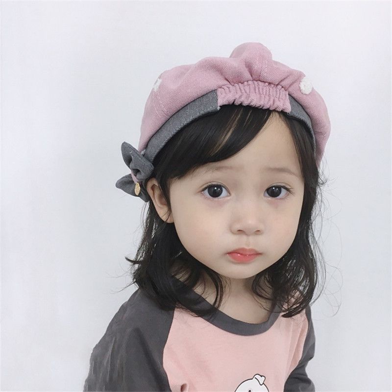 Topi Beret Girly Motif Pita Polkadot Timbul Gaya Retro Kekinian Klasik untuk Balita / Anak Perempuan High Quality CBKS VC