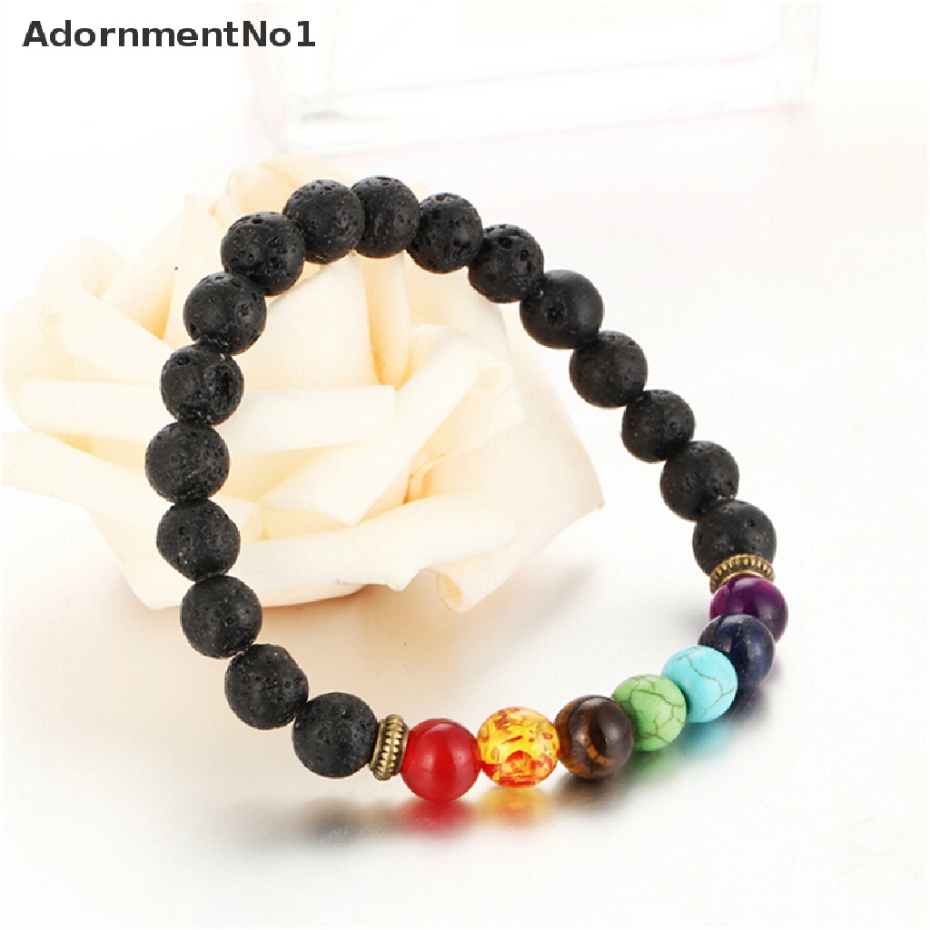 (AdornmentNo1) Gelang Kesehatan Manik Batu Lava 7 Chakra Healing Balance Untuk Unisex