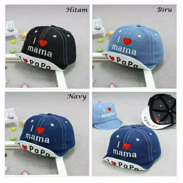 BANDUNG Topi Bayi I Love Mama / I Love Papa Topi Import Korea Topi Basrball Topi Anak