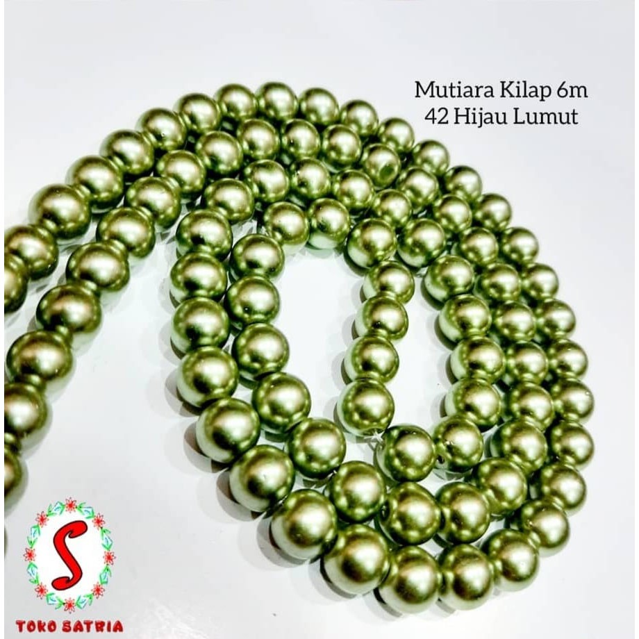 Mutiara kilap 6m hijau lumut/hijau 42/batu kilap hijau /bahan ACC