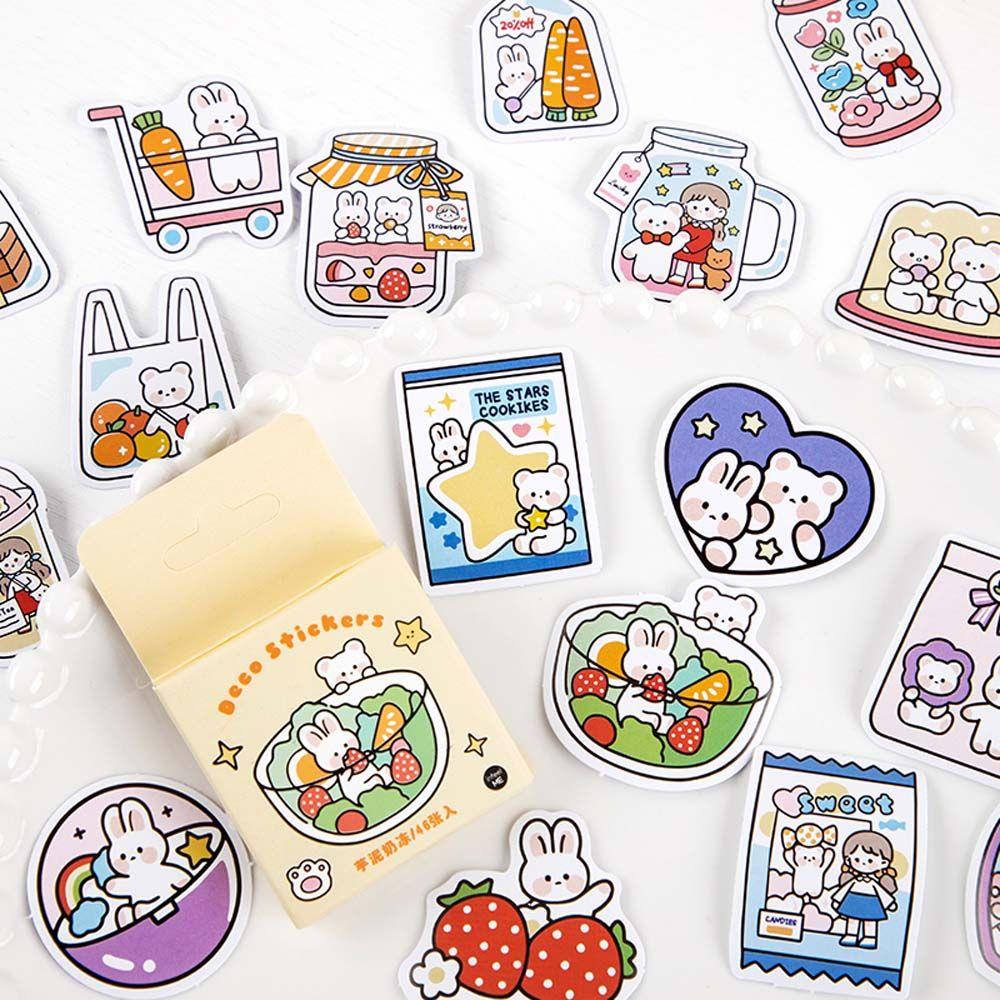 Mxbeauty Stiker Akun Tangan Lucu Manual Scrapbooking Beruang Snack DIY Diary Stationery Stickers