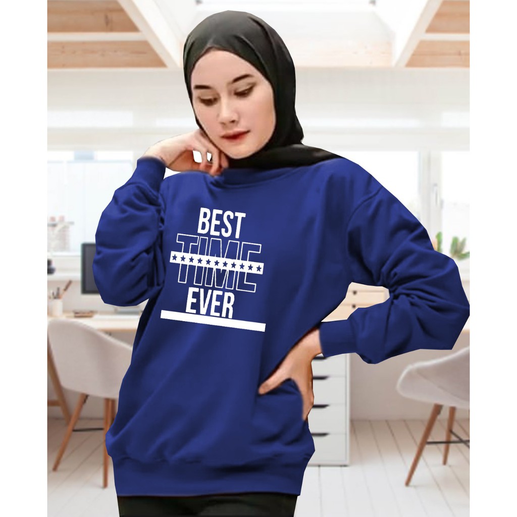 Kaos Lengan Panjang best time ever/ Kaos Sweatshirt / Atasan Wanita / Atasan Wanita Lengan Panjang