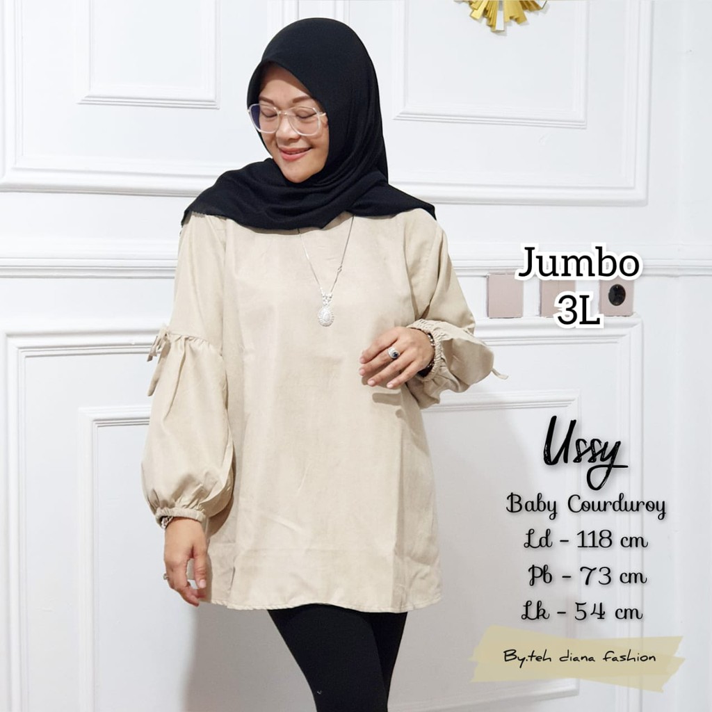 Atasan Wanita Jumbo 3L - Baju Atasan Wanita Terbaru - Blouse Wanita Jumbo 3L Ussy Korduroy Ld 118 Cm-6