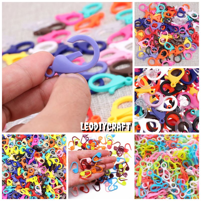 50Pcs Aneka Kokot Udang Plastik 2.5cm - kait piting - 14mm - Kokot 3cm- kait udang Plastik