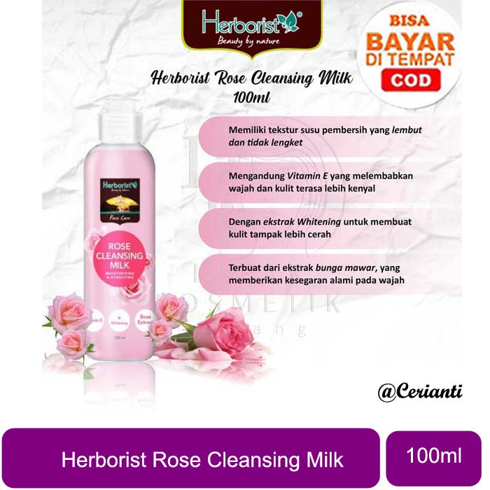 Herborist Cleansing Milk Rose Mawar 100ml | Herboris | Pembersih Wajah_Cerianti