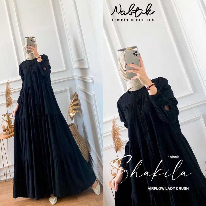 Resstok gamis muslimah Shakila terbaru original by nabtik/terlaris