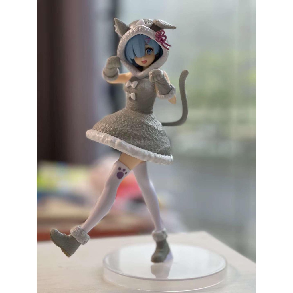 Mainan Action Figure Rem Ram Anime RE: Zero-Starting Life in Another World Kawaii Telinga Kucing Bahan PVC Untuk Hadiah Anak