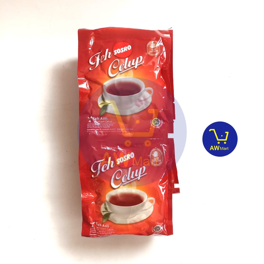 TEH CELUP SOSRO, SARIWANGI, CAP BOTOL RENCENG ISI 10 SACHET X 8GR - TEH SOSRO, TEH CAP BOTOL, TEH SARIWANGI