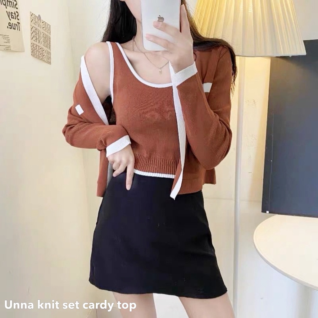 Unna knit set cardy top - Thejanclothes