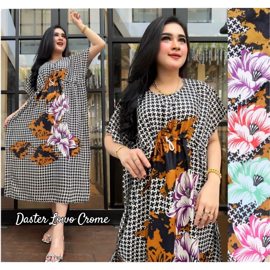 Daster Lowo Kalong Kelelawar Jumbo ld 120 - 125 BUNGA CROME Batik Rayon Premium Adem Non Busui