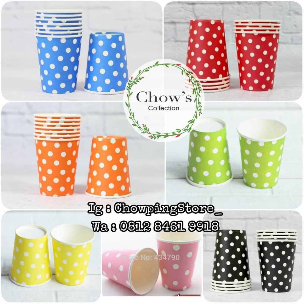 Polka Dot Paper Cup / Papercup / Gelas Kertas motif Polkadot
