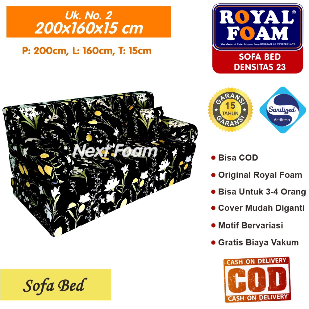 Sofa Bed Royal Foam Ukuran No 2 200x160x15 Tebal 15 cm RK D 23 ORIGINAL Royal Foam Garansi 15 Tahun