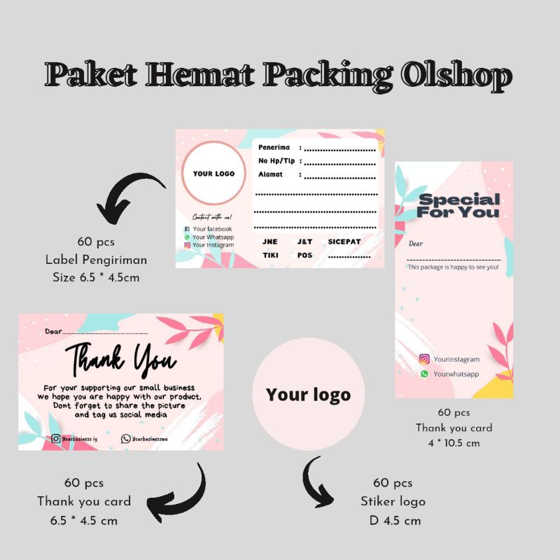 

[240 pcs] PAKET PACKING OLSHOP LENGKAP STICKER ALAMAT