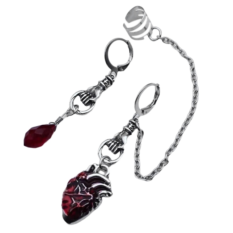 Anting Tusuk Asimetris Gaya Gothic Bohemia Bentuk Hati Untuk Wanita