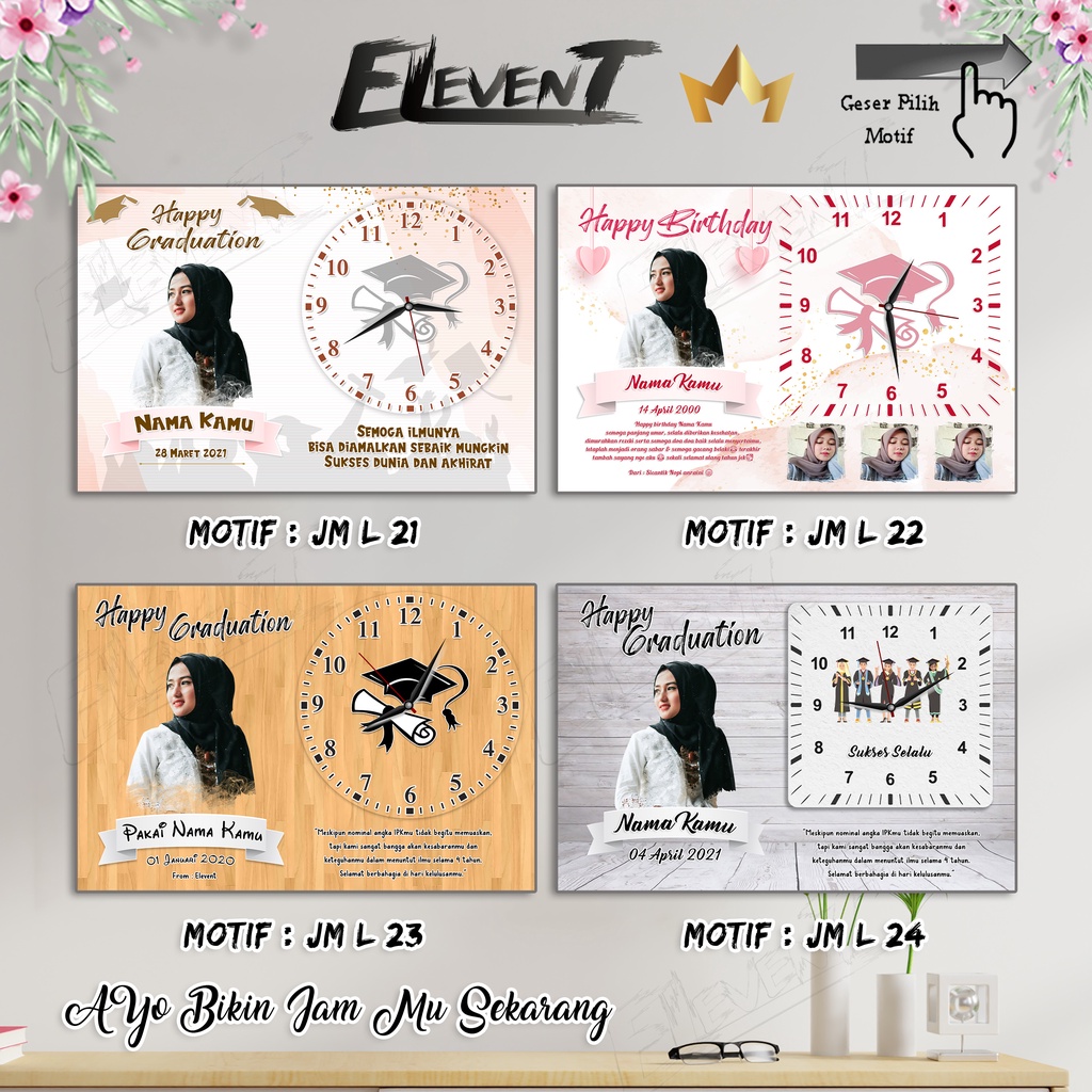 Hadiah Jam Dinding Custom Foto Unik Elegant Lucu Hadiah Kado Pernikahan Gift Ultah Biodata Anak Bayi Happy Wedding Wisuda Nikah Birthday Kenangan Pacar Sahabat Bingkai Photo MDF Engagement Keluarga Anniversary Barakallah Fii umrik Graduation Guru Murah