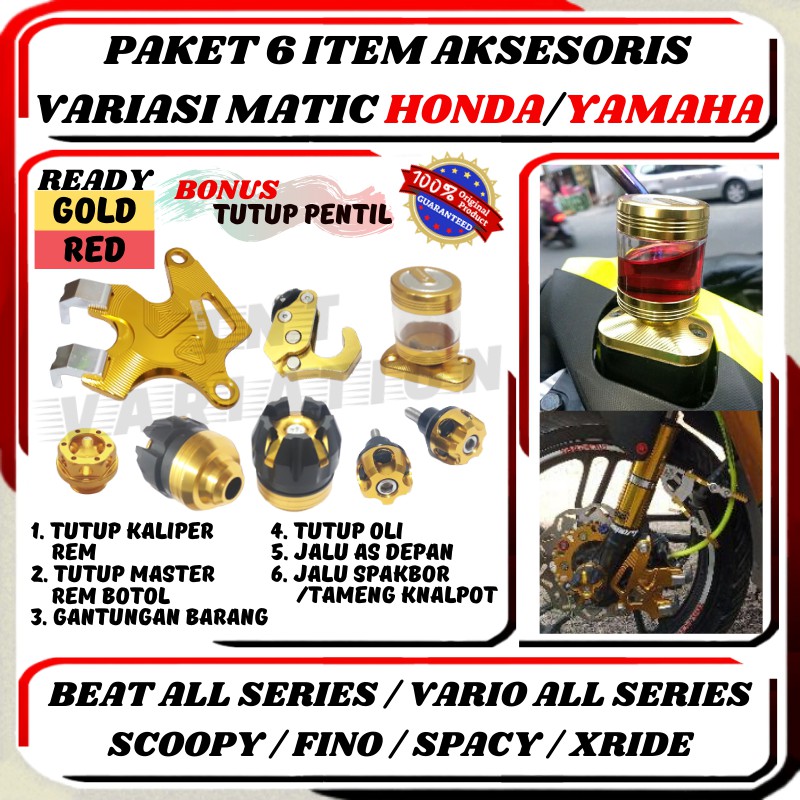 Paket 6 Aksesoris Variasi Yamaha/Honda Matic Beat/Vario 110/Vario 125/Vario 150/Scoopy/Xride/Fino