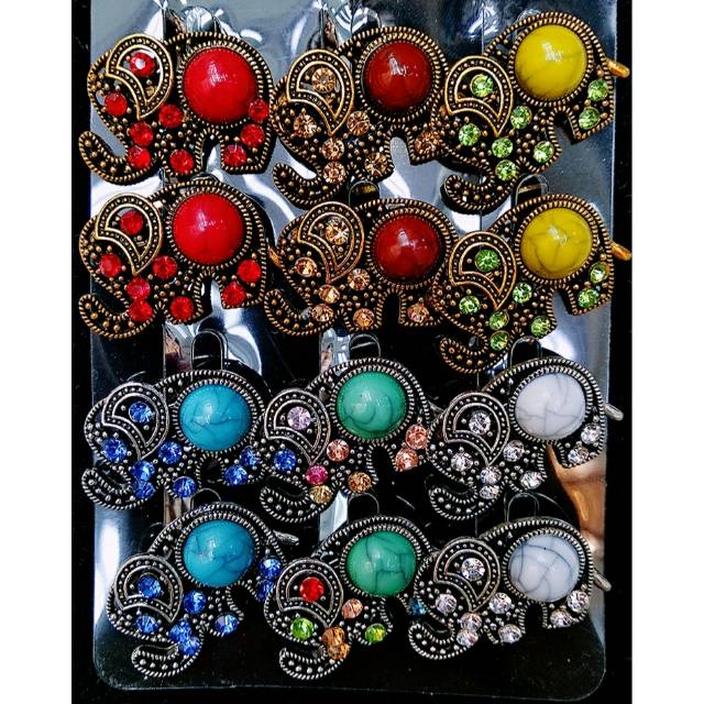 ISI 12 PCS BROOCH MINI ETNIK PERAK BAKAR