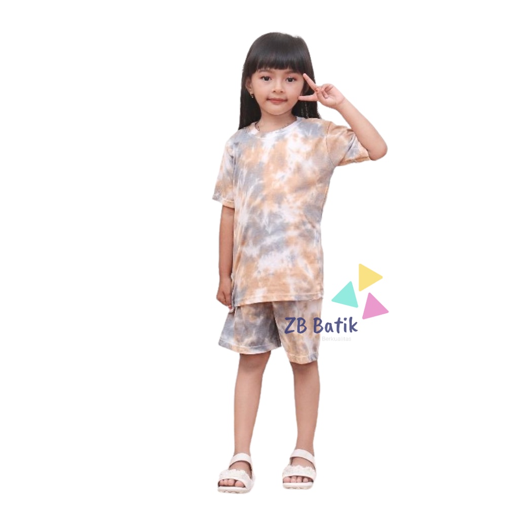 Setelan Baju Anak Tie Dye Usia 1-10 Tahun Untuk Anak Laki-laki dan Perempuan Stelan Kaos Main Harian Anak Murah