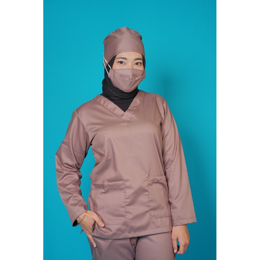 Baju Ok Oka  BIG SIZE 3XL 4XL Lengan Panjang Polos Perawat Dokter Petugas Medis | Medical Scrub Big Size