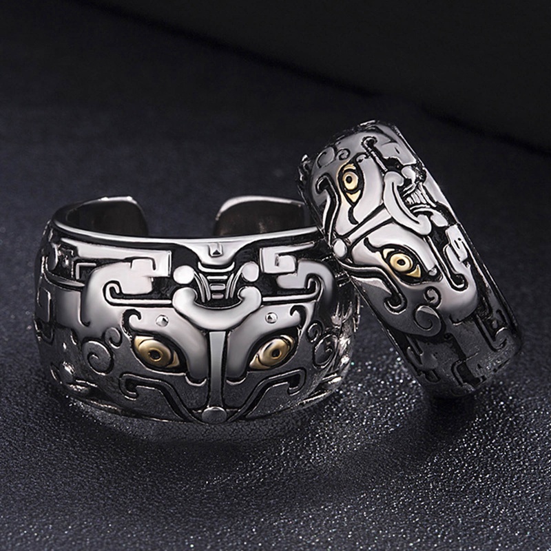 Cincin Model Terbuka Bahan Silver 925 Gaya Vintage Untuk Pria
