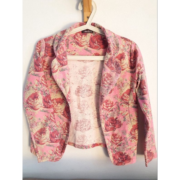 PRELOVED OUTER BLAZER PINK BUNGA / JAKET WANITA