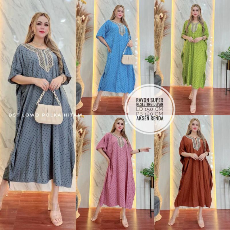 Kaftan Jumbo Polka Ld 150| Daster Renda Jumbo | Baju Wanita
