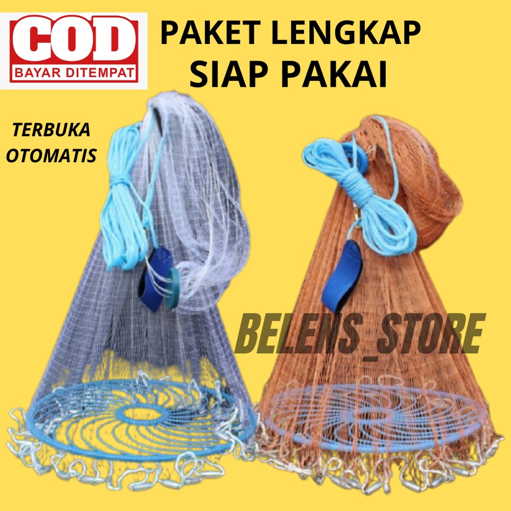 Jaring Waring Perangkap Ikan Udang Siap pakai Bahan Nilon Sungai Rawa laut Paket lengkap