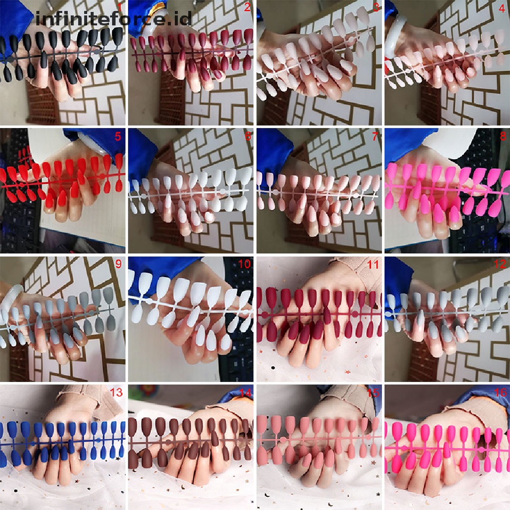 Infiniteforce.id 24Pcs / Set Kuku Palsu Akrilik Full Cover Untuk Nail Art