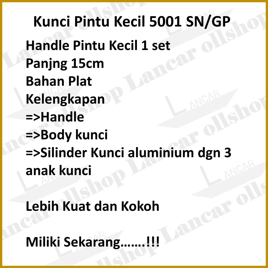 Handel Pintu / Kunci Pintu Rumah Kecil 5001 Putih dan Kuning