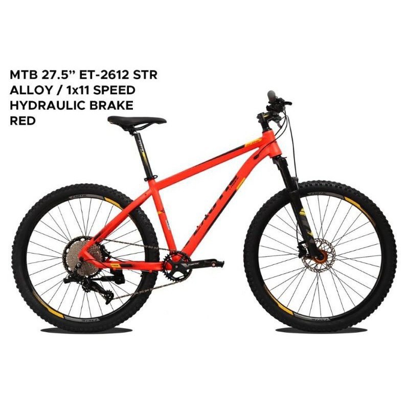 Sepeda Gunung Exotic ET2612STR Size 27.5" x 17" MTB Alloy 1x11Sp Fork Lock Out Hydraulic Disc Brake