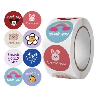 

Stiker Label Logo Sticker Label Logo Tempel Thank You Bulat D 2.5 cm Seal Kemasan Pastel Thank You isi 8bh stiker