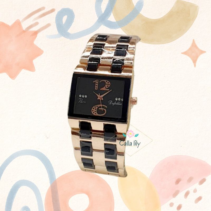 jam tangan rantai wanita kotak defollie