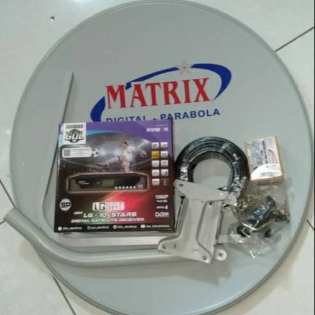 Paket parabola mini matrix 45cm lengkap + Resiver LGsat mncv group