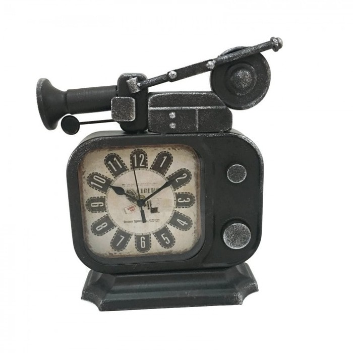 Jam Meja Analog Vintage Retro Bentuk Old TV Radio Jadul