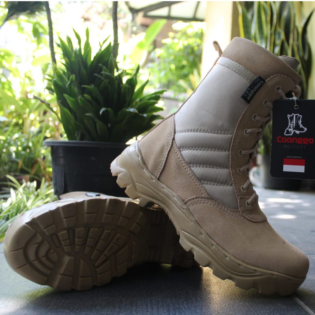 SEPATU PDL TACTICAL KULIT SATPOL PP/PNS CREAM GURUN 8 INCI