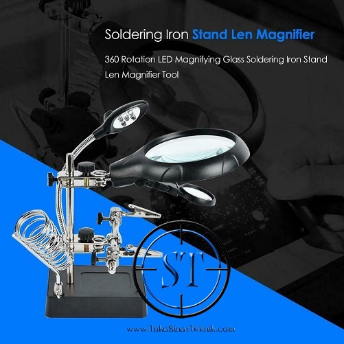 Helping Hand Clam Magnifier Clip Alligator Stand Soldering Iron 5 LED Clamp Penjepit Lampu Solder Kaca Pembesar Adaptor Holder