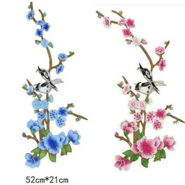 Bordir sakura burung, aplikasi bordir