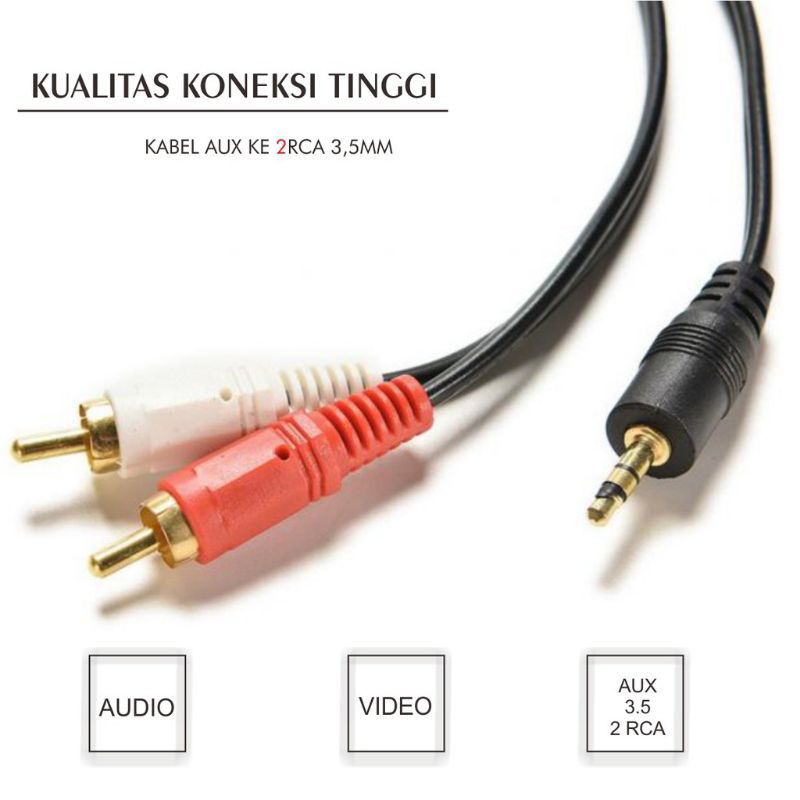 KABEL AUX 2 IN 1 OFC AUDIO/VIDIO VHS HIGH GRADE CABLE PREMIUM QUALITY