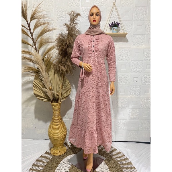 GAMIS BROKAT UNIANG/ Dress brokat non gliter fashion/ Busui friendly