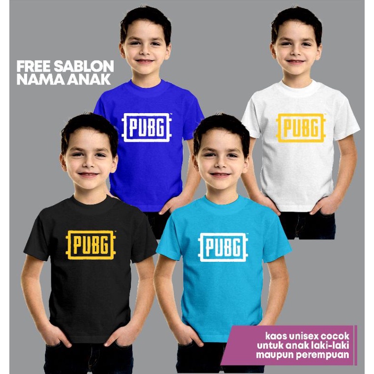 KAOS ANAK PUBG KAOS DISTRO ANAK LOGO PUBG FREE FIRE MOBILE LEGEND SUPERMAN SPUDERMAN