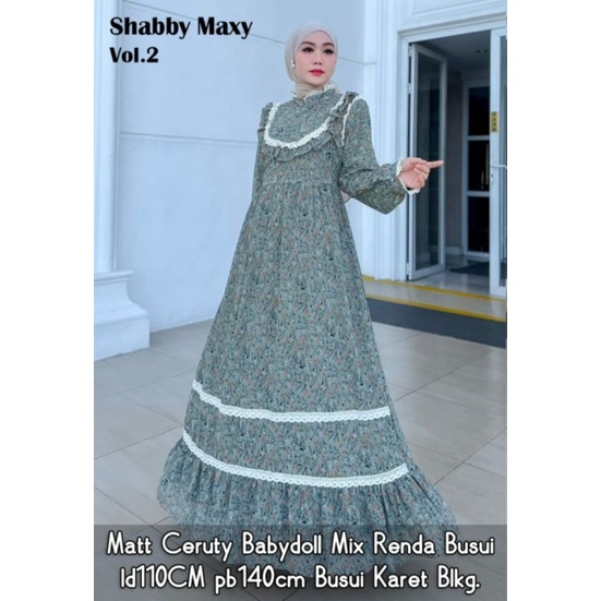 Shabby renda gamis ceruty bunga