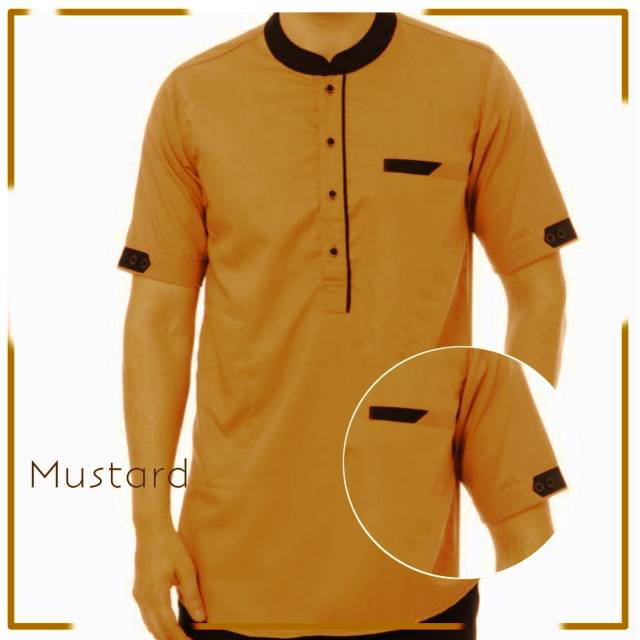  Baju  Koko  Pria Dewasa  Warna Mustard Lengan  Pendek Shopee 