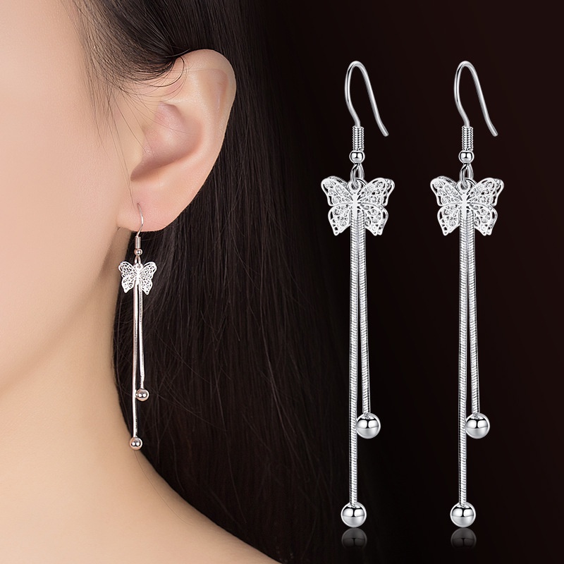 Anting Perak 925 Wanita Kupu-kupu Anting-Anting Perhiasan Fashion