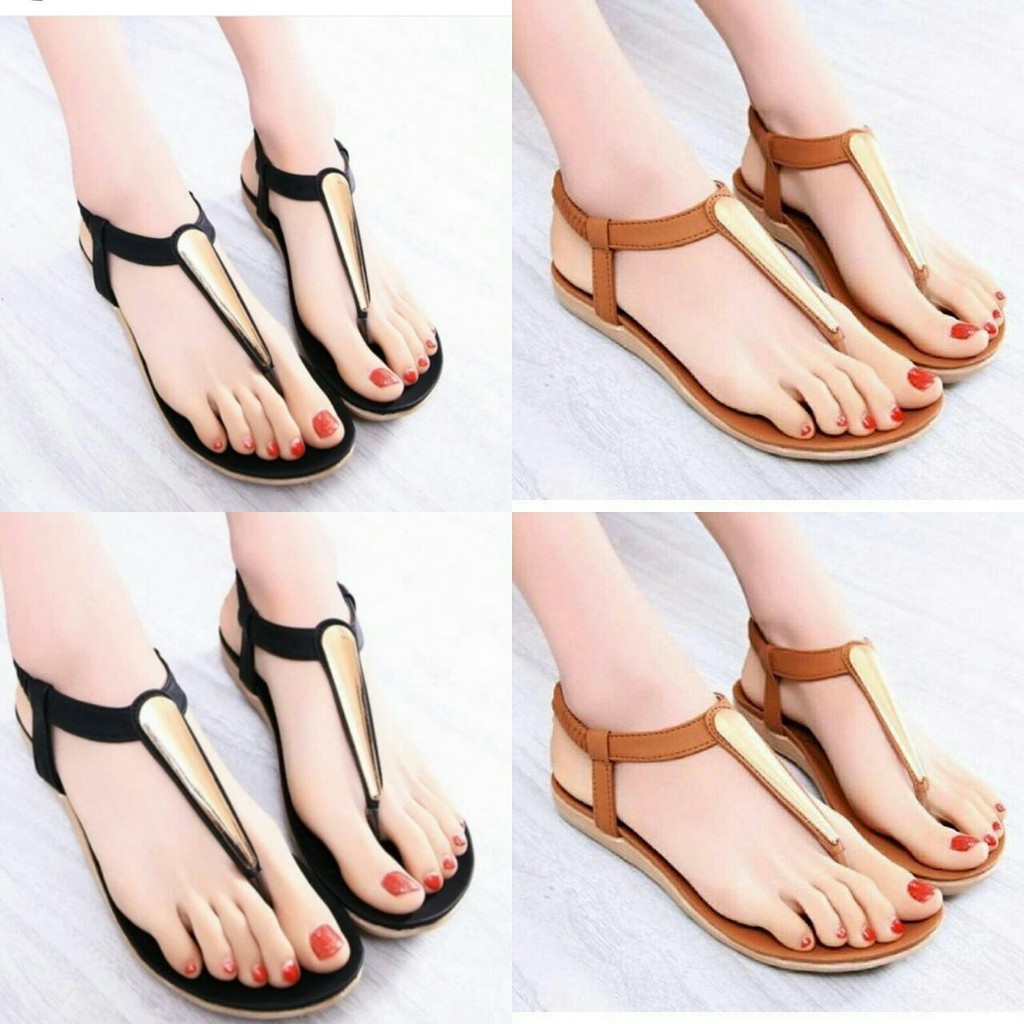 NunuLisaTan Sandal Teplek Wanita Tali KARET TAN