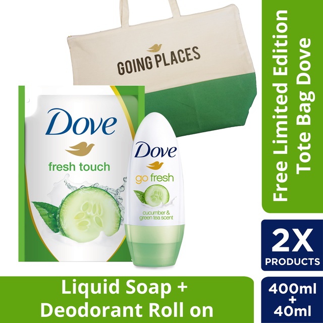 Dove Sabun Mandi Fresh Touch Refill 400Ml + Deodoran Go Fresh 40Ml