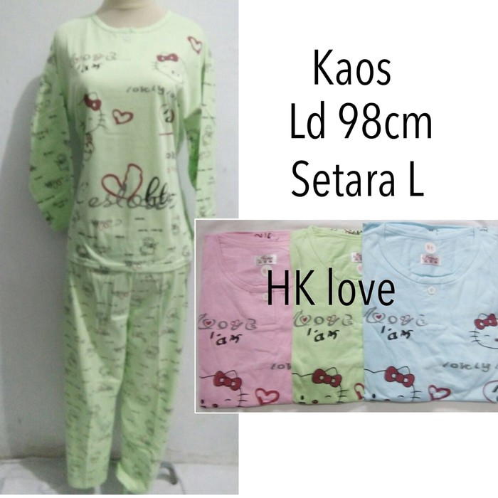 piyama baju tidur dewasa wanita lengan panjang kaos karakter unik