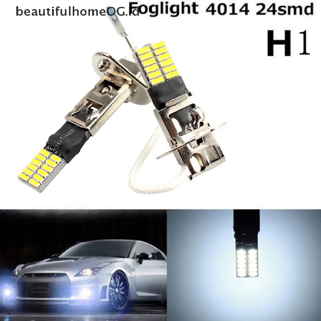 Lampu Kabut LED HID Xenon 24-SMD H1 6500K Warna Putih Untuk DRL