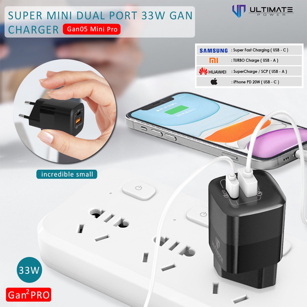 Ultimate Gan 33W Super Mini PD PPS QC Fast Charger Gan05 Mini PRO