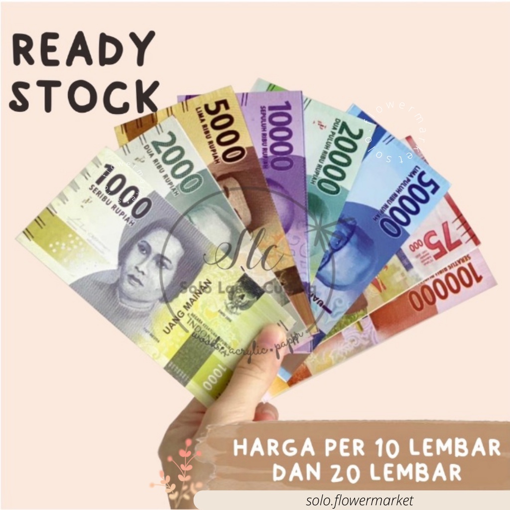 10pcs dan 20pcs UANG MAINAN REPLIKA UANG UNTUK BOUQUET MONEY UANG MAHAR SESERAHAN UANG PALSU KERAJIN