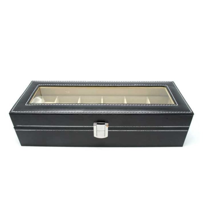 Kotak Jam Tangan Isi 6 SLOT Watch Organizer Tempat Penyimpanan Aksesoris Arloji Bahan Kulit PU Lux